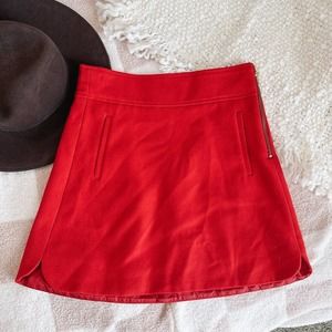 J.Crew 100% Wool Pencil Mini-Skirt Red. Academia, Barbie,  Preppy Workwear style